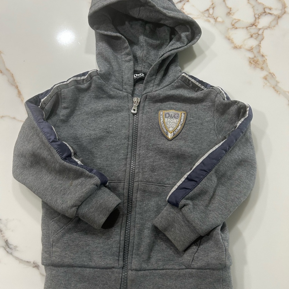 D&G Kids Charcoal Hoodie with Navy Accents